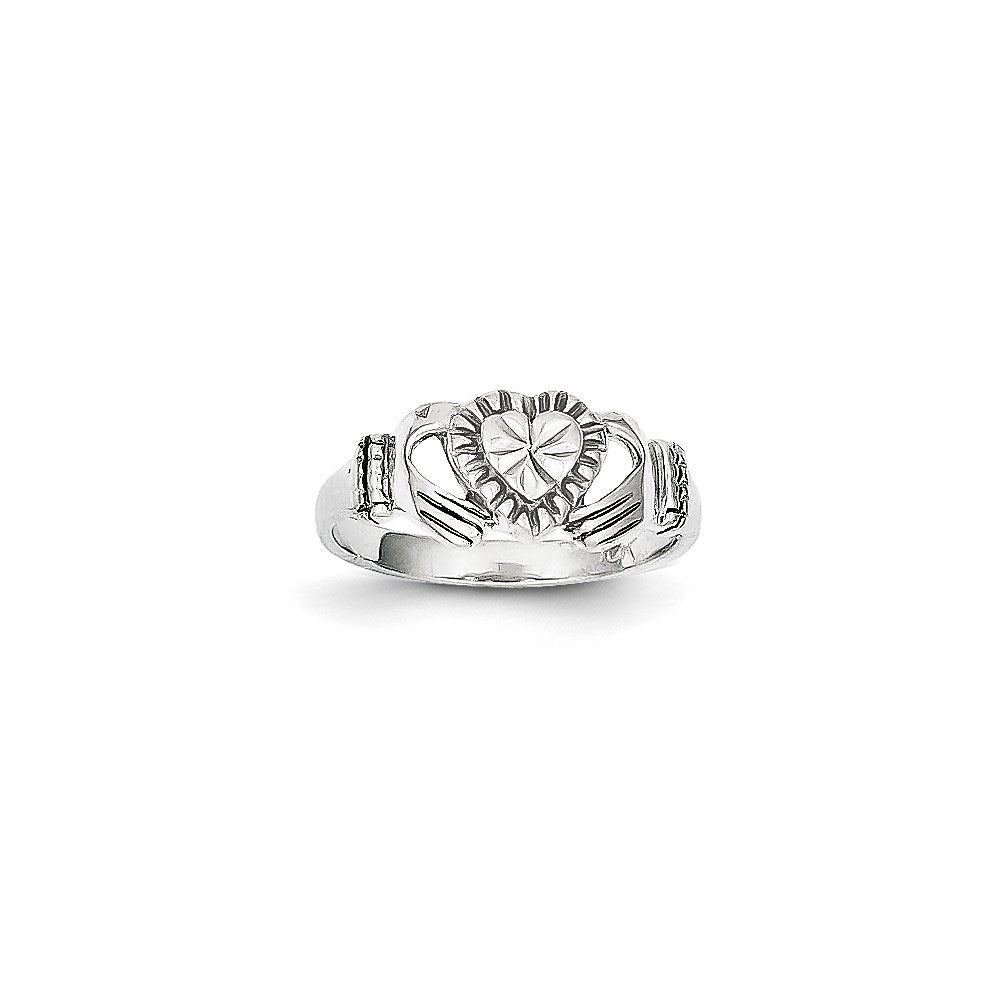 14K Weißgold Claddagh-Ring, poliert