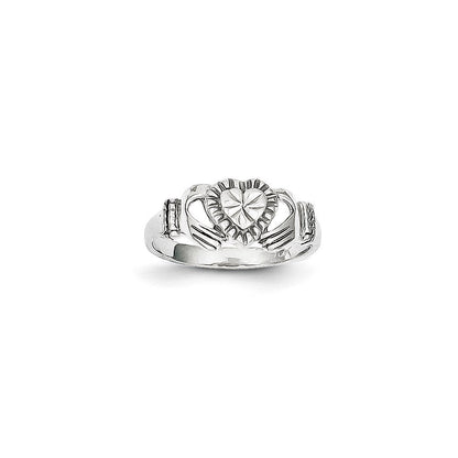14K Weißgold Claddagh-Ring, poliert