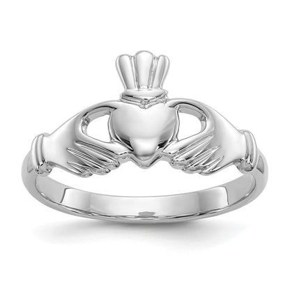 14K Weißgold Poliert Claddagh-Ring