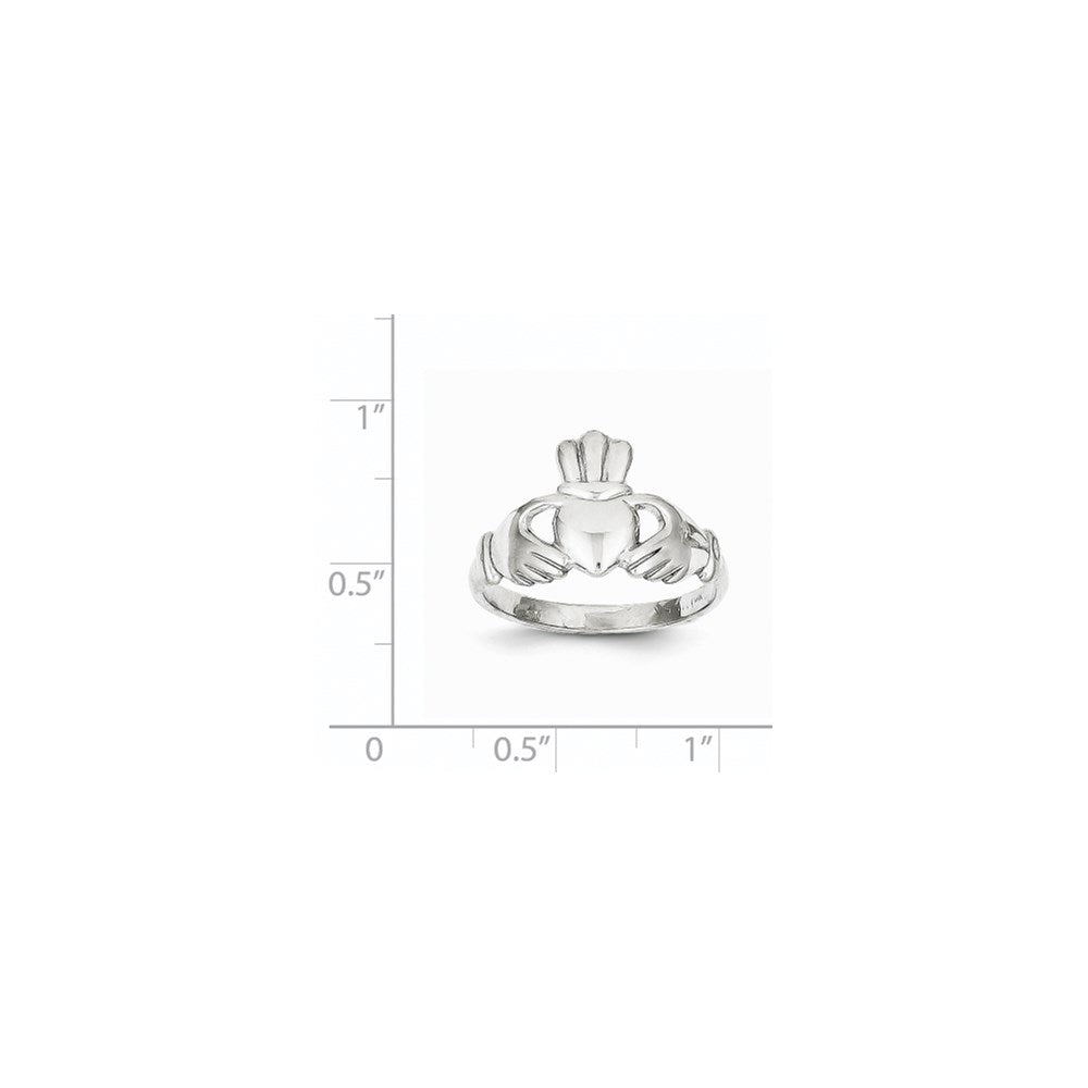 14K Weißgold Claddagh-Ring, poliert