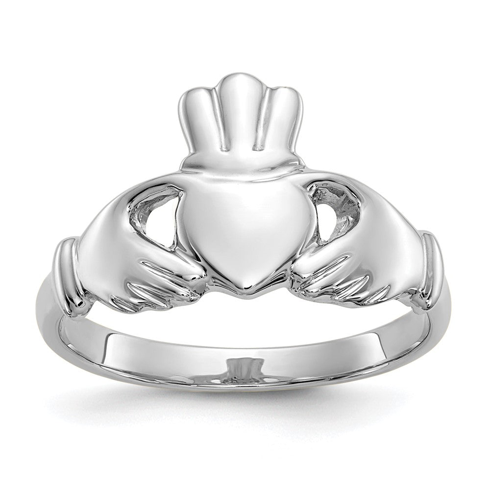 14K Weißgold Claddagh-Ring, poliert