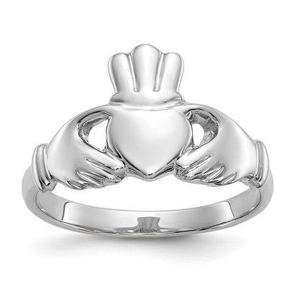 14K Weißgold Claddagh-Ring, poliert