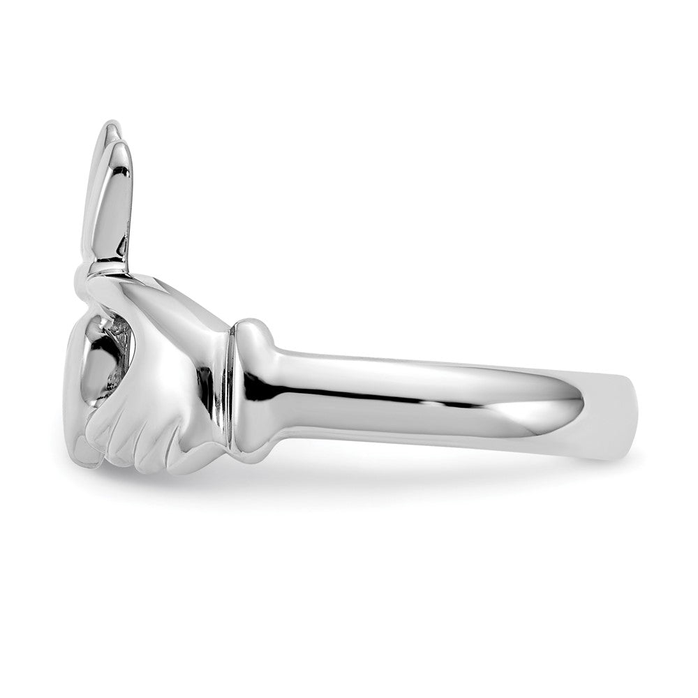 14K Weißgold Claddagh-Ring, poliert