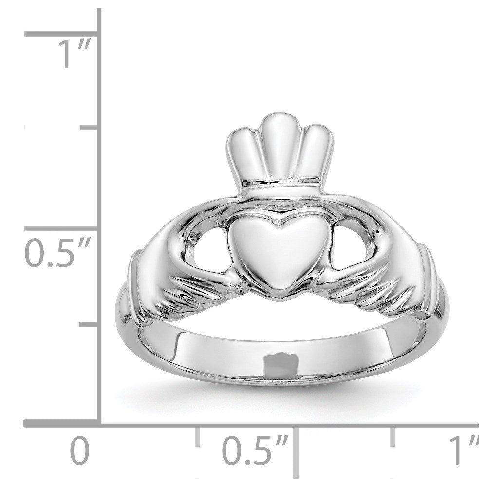 14K Weißgold Claddagh-Ring, poliert