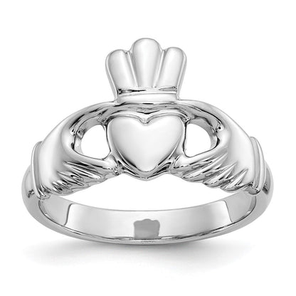 14K Weißgold Claddagh-Ring, poliert