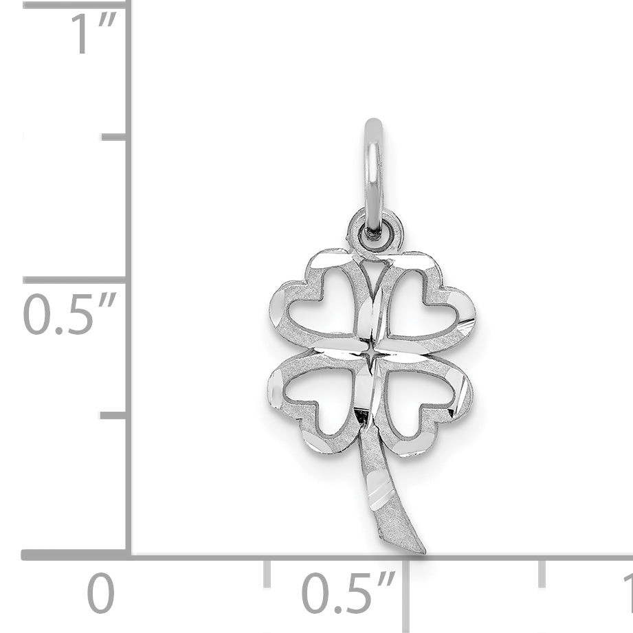 10K Weißgold Massiv Offen 4-leaf Klee Charm