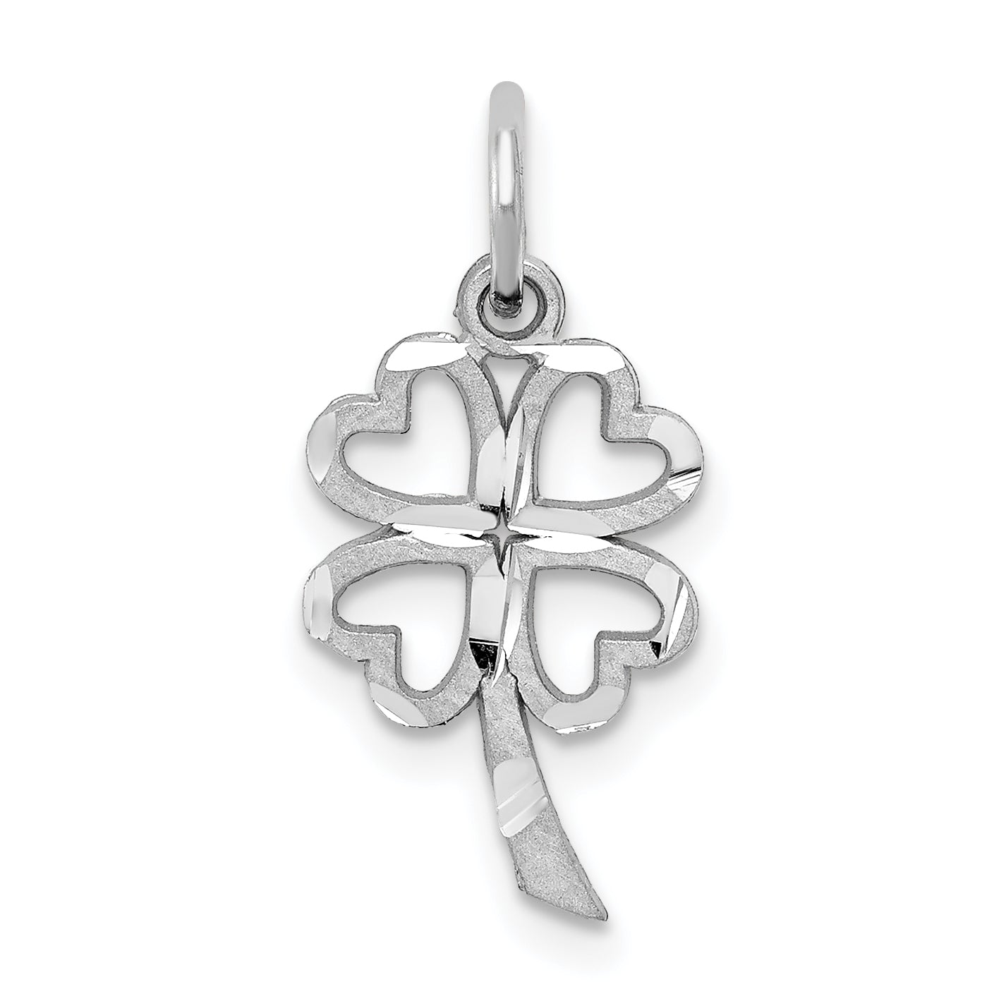 10K Weißgold Massiv Offen 4-leaf Klee Charm
