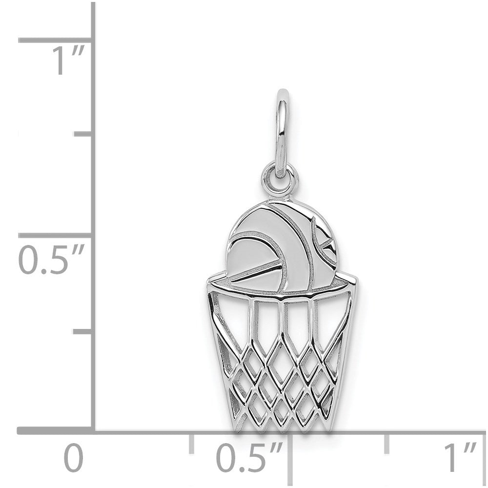 10K Weißgold Basketball und Net Charm