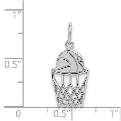 10K Weißgold Basketball und Net Charm