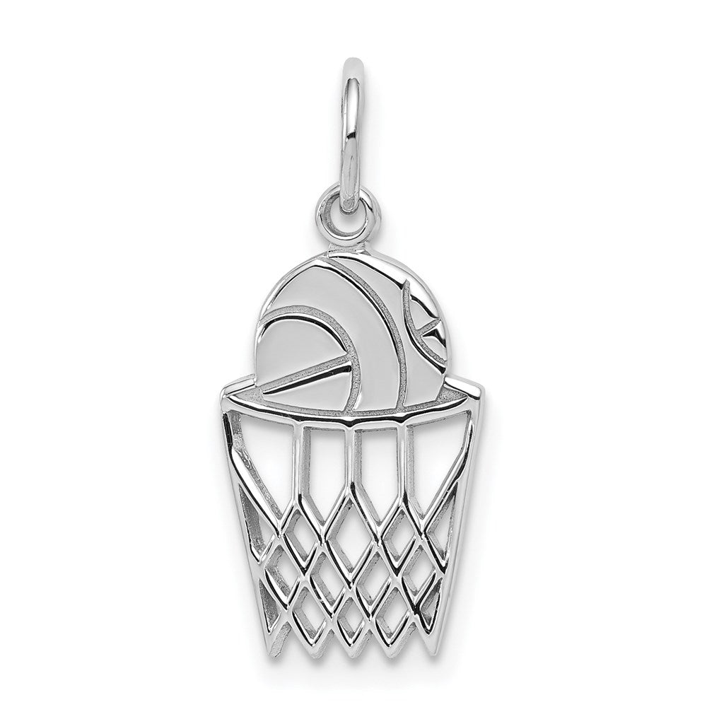 10K Weißgold Basketball und Net Charm