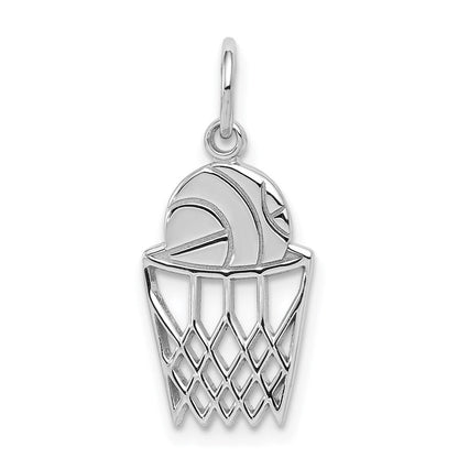 10K Weißgold Basketball und Net Charm