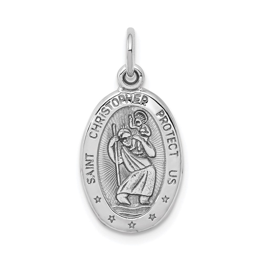 10K Weißgold St. Christopher Medaille