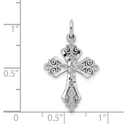 10K Weißgold Diamantiert Kreuz Charm