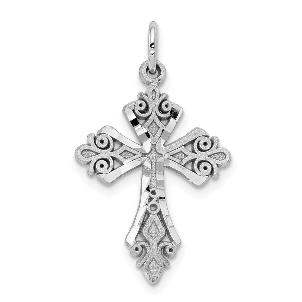10K Weißgold Diamantiert Kreuz Charm