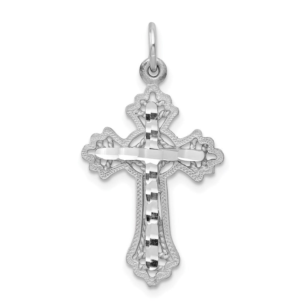 10K Weißgold Diamantiert Kreuz Charm
