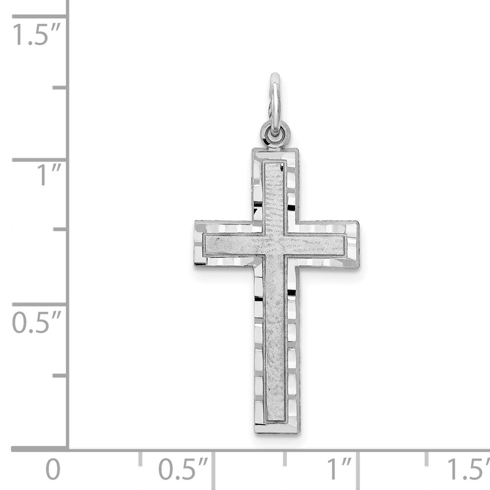 10K Weißgold Kreuz Charm