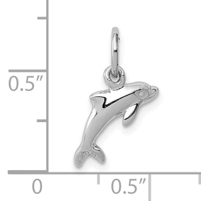 10K Weißgold Delfin Charm
