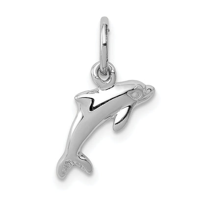 10K Weißgold Delfin Charm