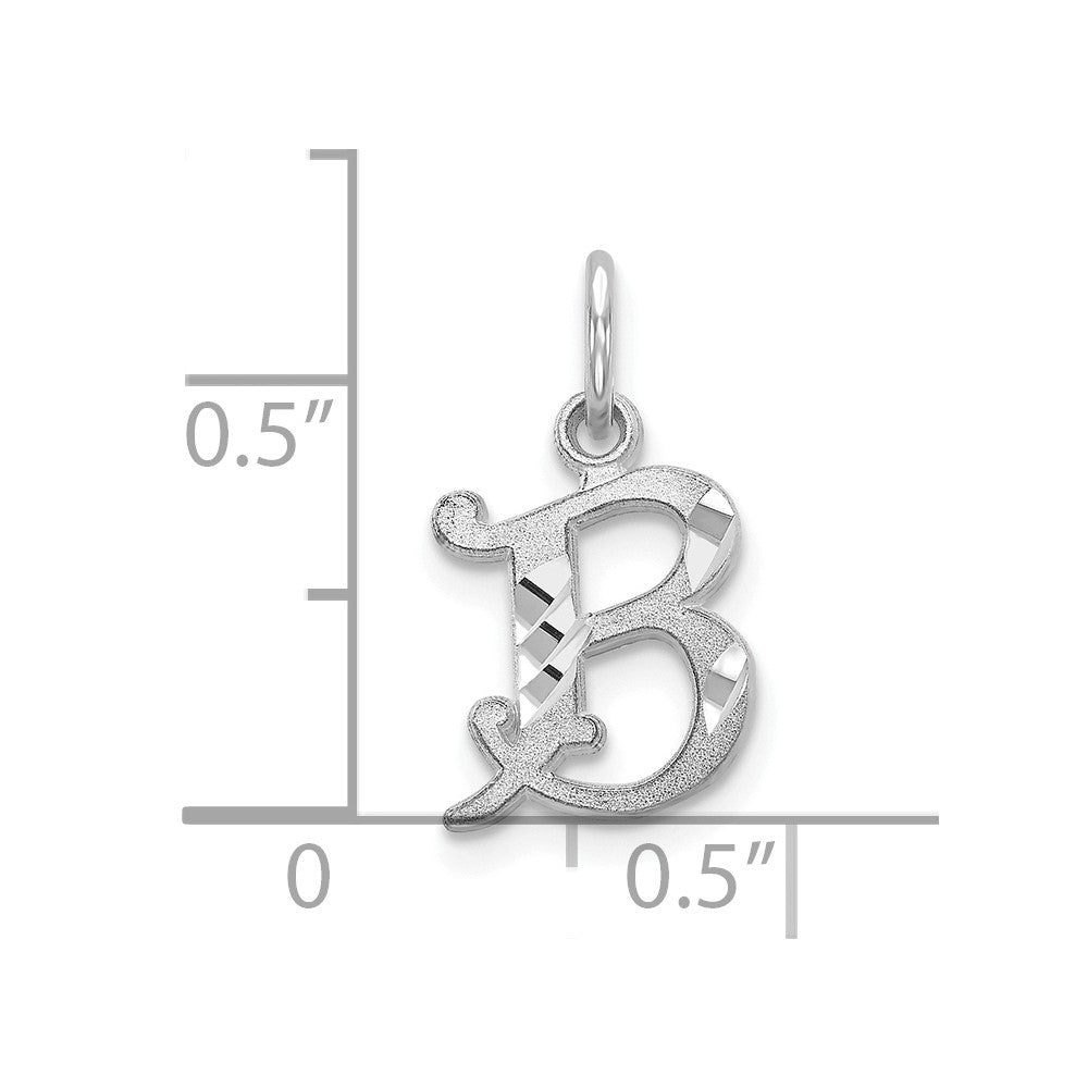 10K Weißgold Diamantiert Initiale B Charm