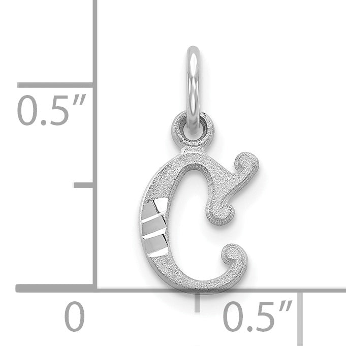 10K Weißgold Diamantiert Initiale C Charm