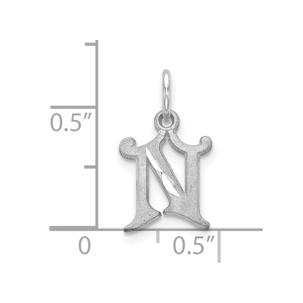10K Weißgold 10kw Diamantiert Initiale N Charm