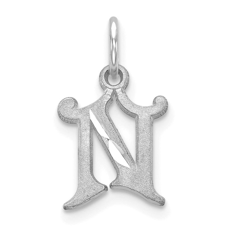 10K Weißgold 10kw Diamantiert Initiale N Charm