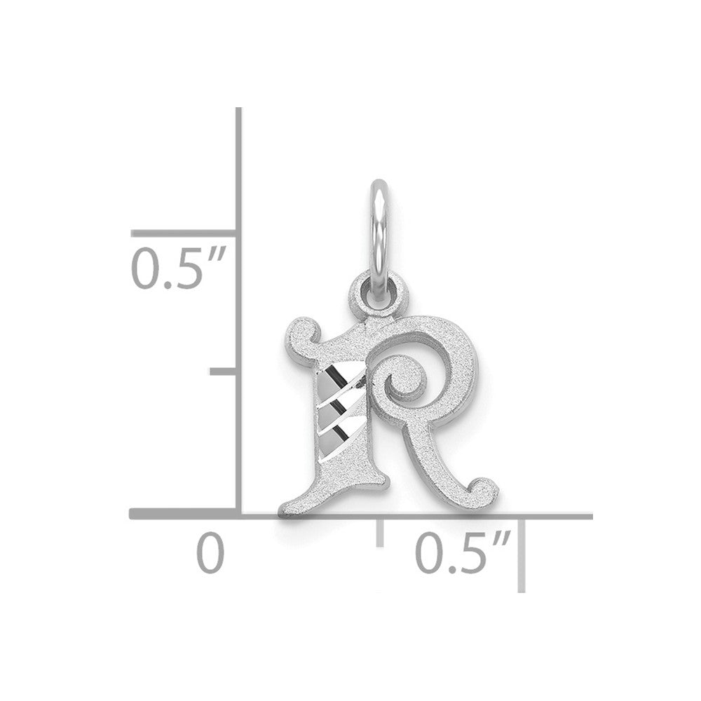 10K Weißgold 10kw Diamantiert Initiale R Charm