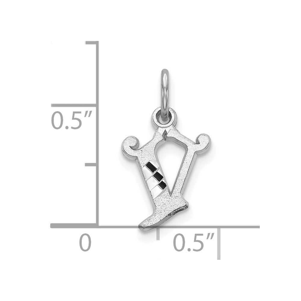 10K Weißgold 10kw Diamantiert Initiale V Charm