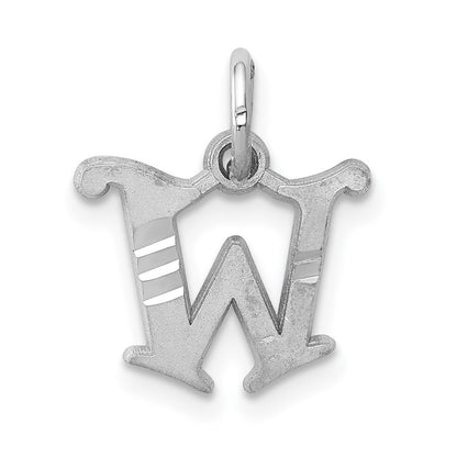 10K Weißgold 10kw Diamantiert Initiale W Charm