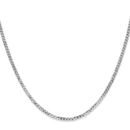 10K Weißgold Wg 2.2mm Flach Abgeschrägt Panzer Halskette