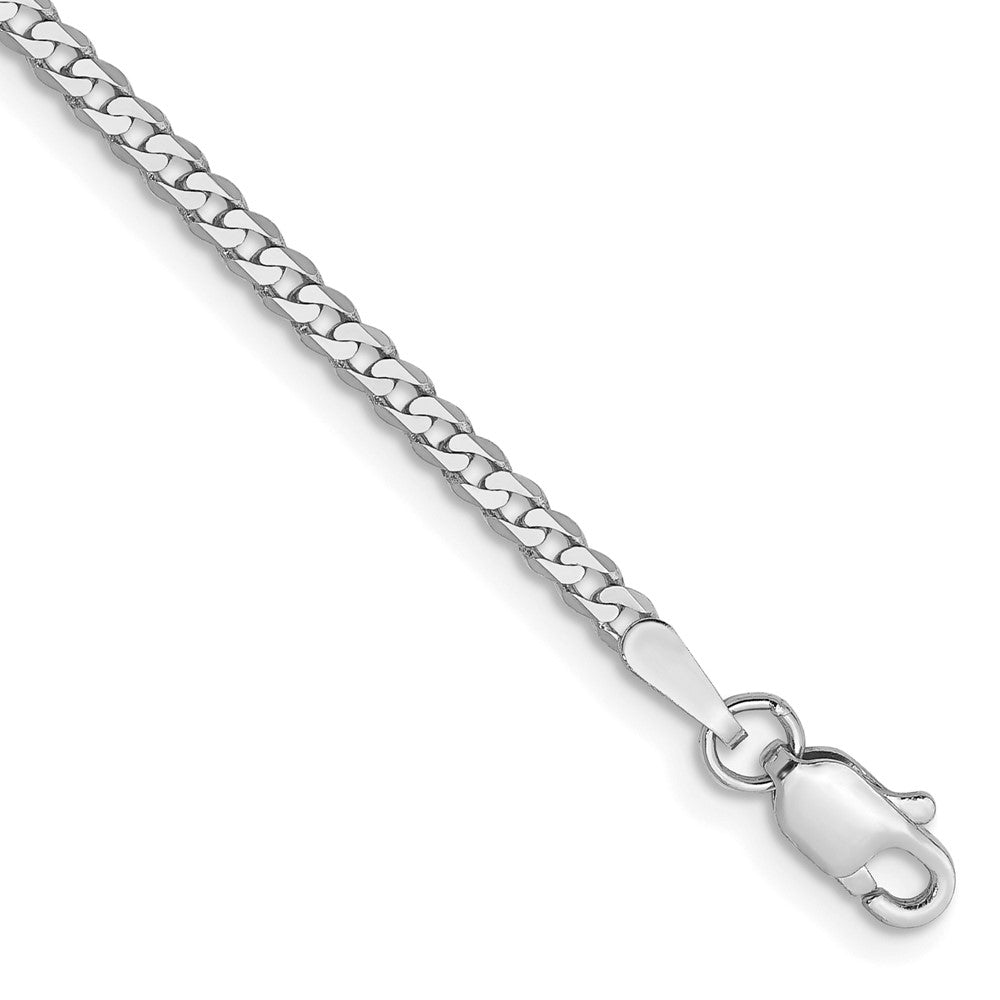 10K Weißgold Wg 2.2mm Flach Abgeschrägt Panzer Kette Fußkettchen