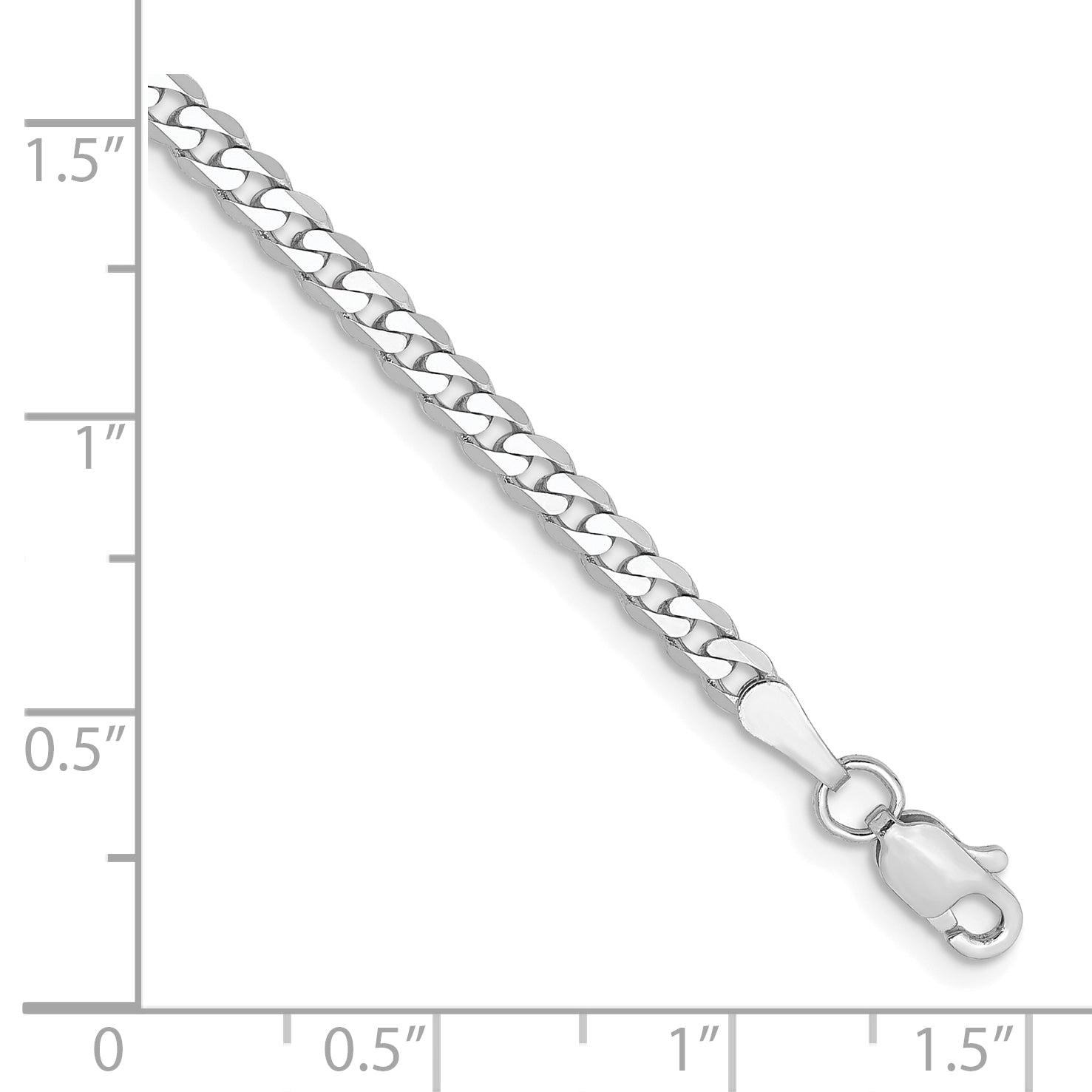 10K Weißgold Wg 2.9mm Flach Abgeschrägt Panzer Gliederarmband