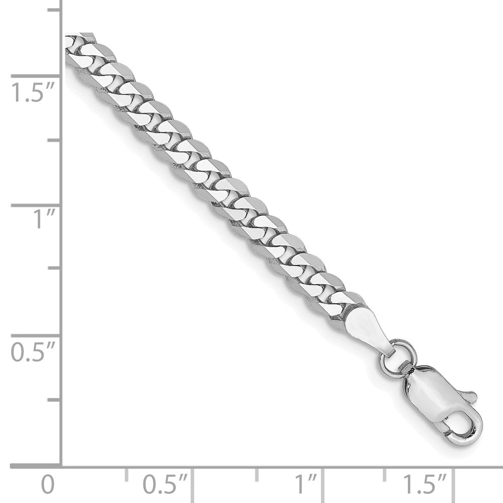 10K Weißgold Wg 3.9mm Flach Abgeschrägt Panzer Gliederarmband