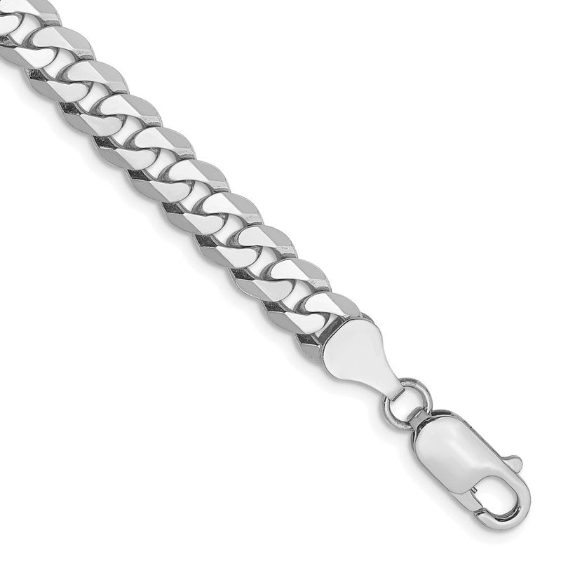 10K Weißgold Wg 6.25mm Flach Abgeschrägt Panzer Gliederarmband