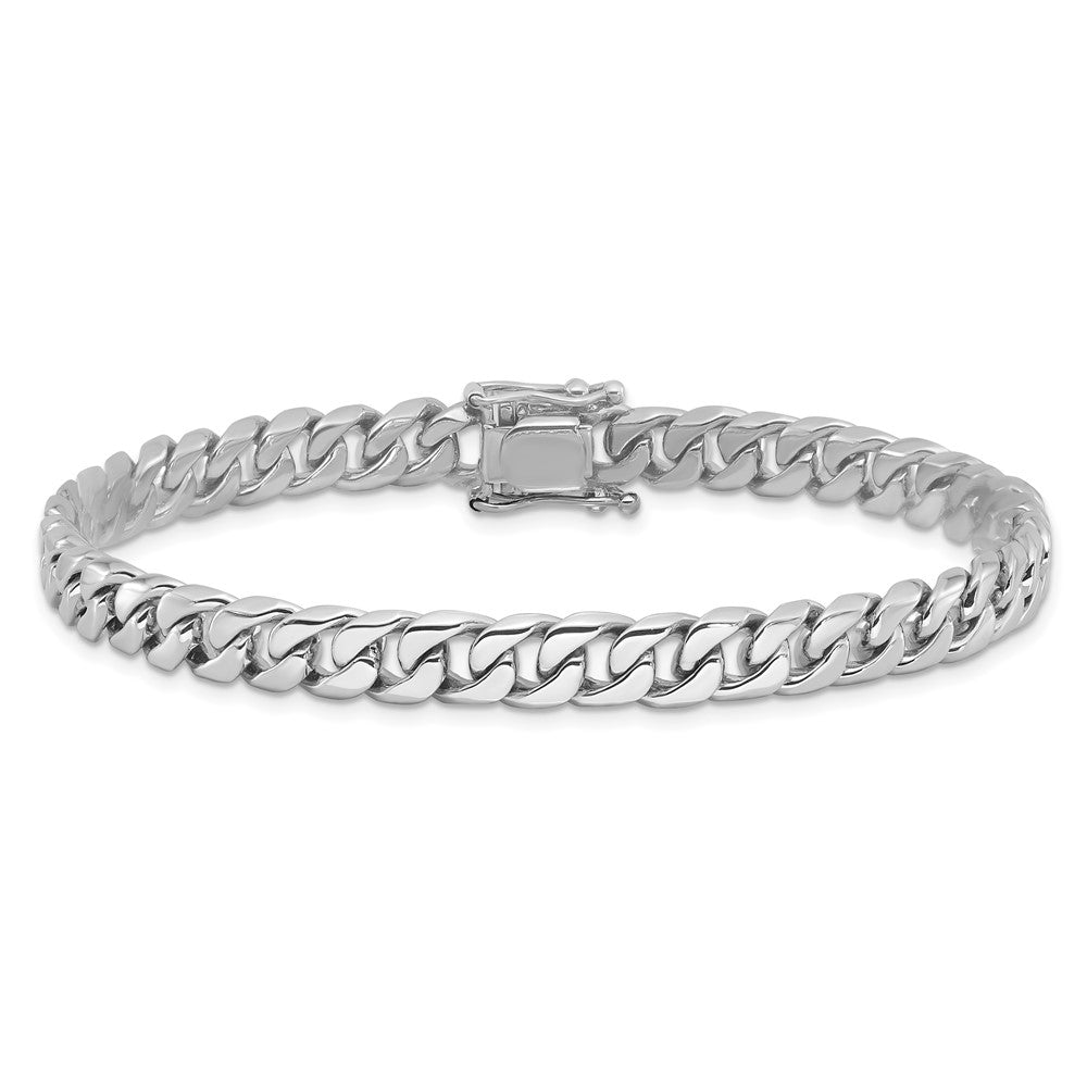 10K Weißgold Wg 6.8mm Hand-polished Flach Abgeschrägt Panzer Glieder Gliederarmband