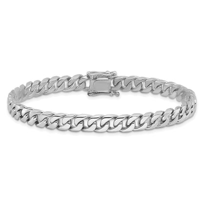 10K Weißgold Wg 6.8mm Hand-polished Flach Abgeschrägt Panzer Glieder Gliederarmband