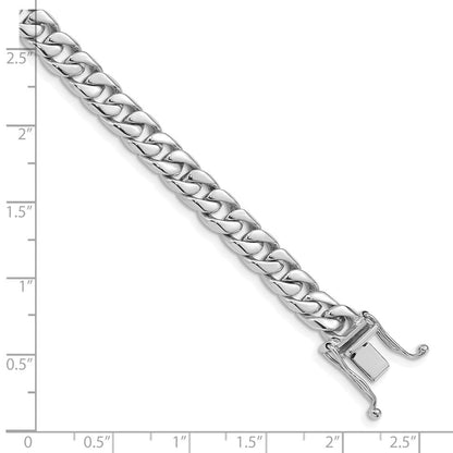 10K Weißgold Wg 6.8mm Hand-polished Flach Abgeschrägt Panzer Glieder Gliederarmband