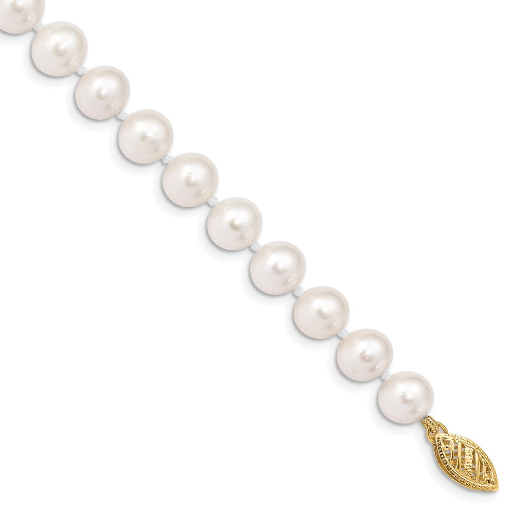 10K Gelbgold 7-8mm Weiß Nahe-round Süßwasser Zuchtperle Armband