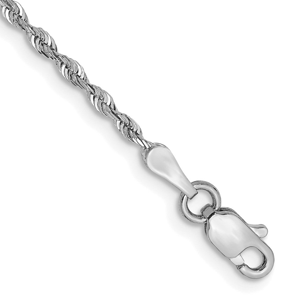 10K Weißgold 1.85mm Diamantiert Vierfach Kordel Kette Fußkettchen
