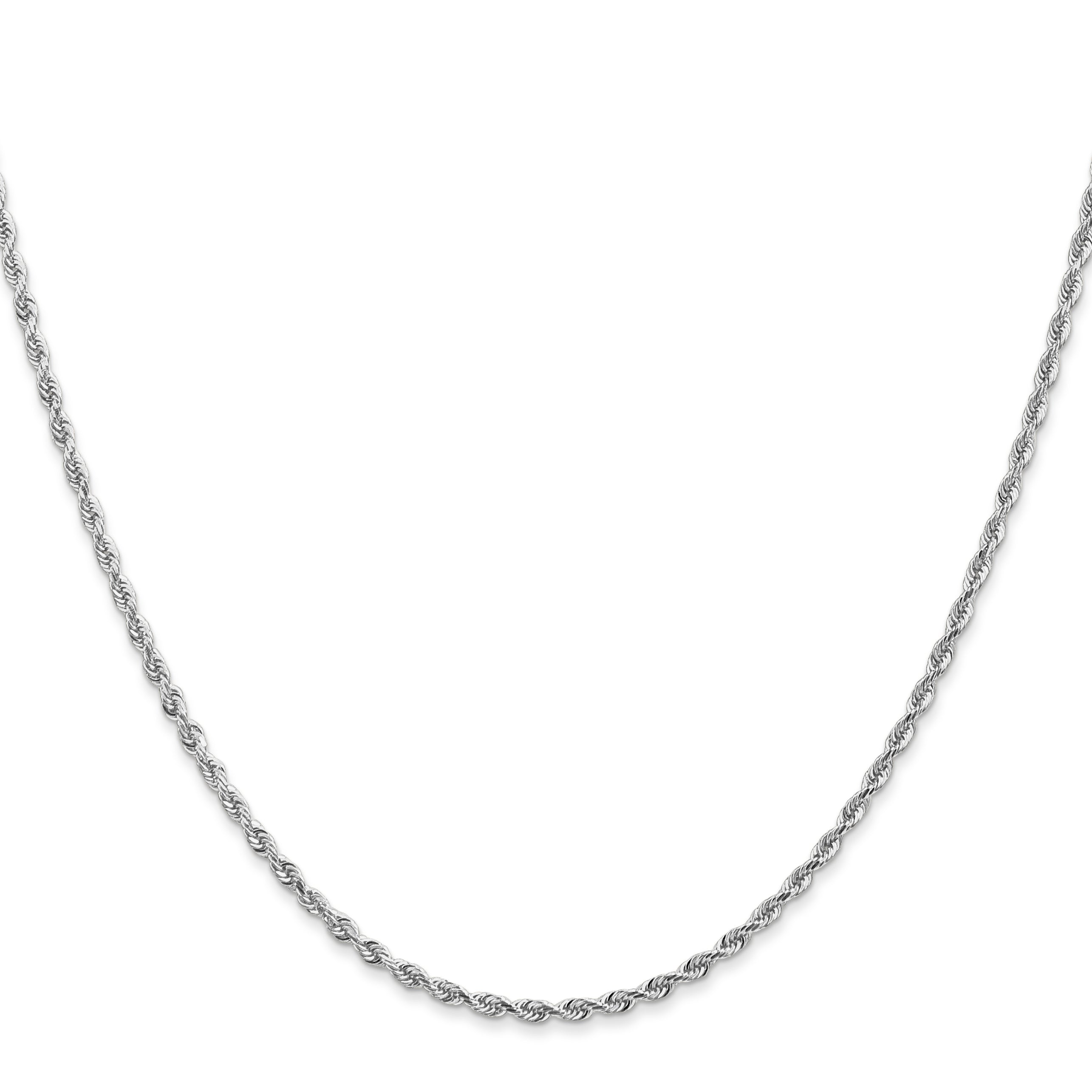 10K Weißgold 2mm Diamantiert Vierfach Kordel Halskette