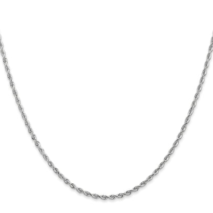 10K Weißgold 2mm Diamantiert Vierfach Kordel Halskette