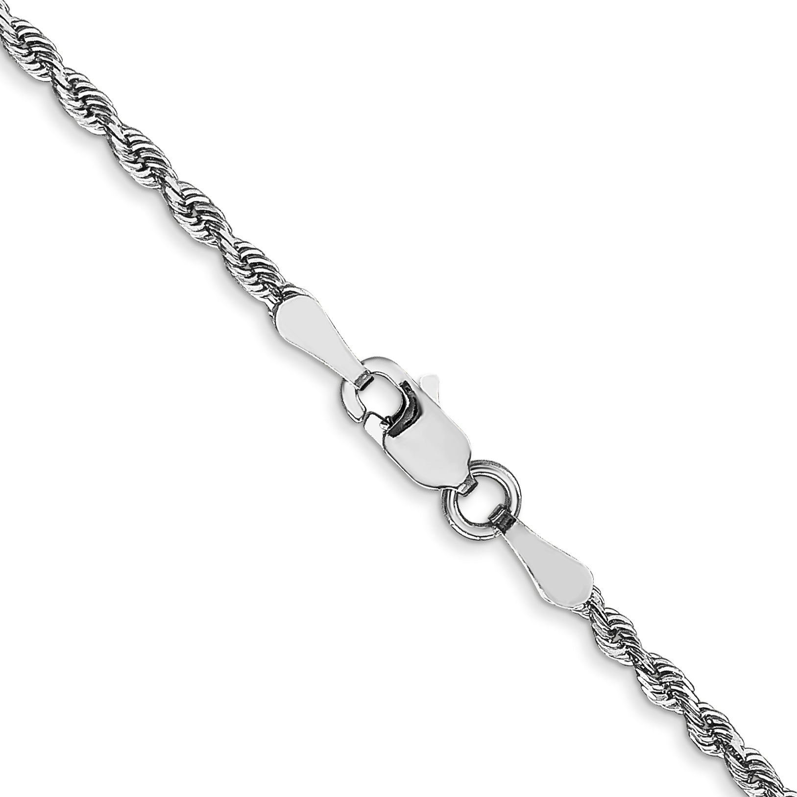 10K Weißgold 2mm Diamantiert Vierfach Kordel Halskette