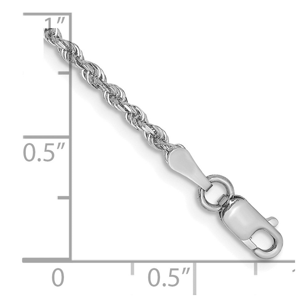 10K Weißgold 2mm Diamantiert Vierfach Kordel Kette Fußkettchen