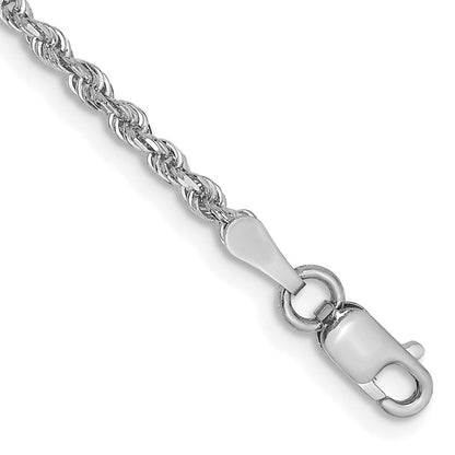 10K Weißgold 2mm Diamantiert Vierfach Kordel Kette Fußkettchen