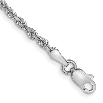 10K Weißgold 2.25mm Diamantiert Vierfach Kordel Gliederarmband