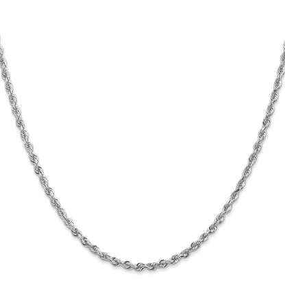 10K Weißgold 2.75mm Diamantiert Vierfach Kordel Halskette