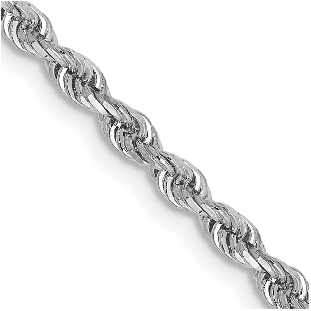 10K Weißgold 2.75mm Diamantiert Vierfach Kordel Halskette