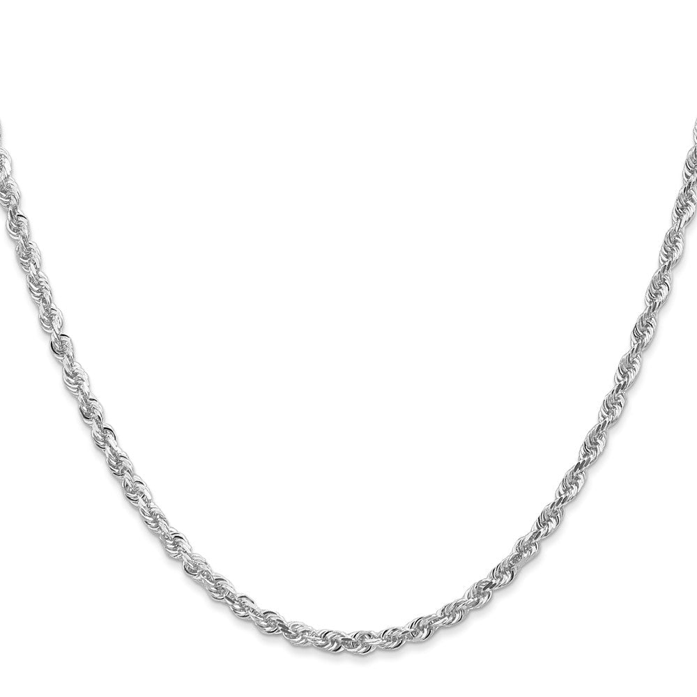 10K Weißgold 3mm Diamantiert Vierfach Kordel Halskette