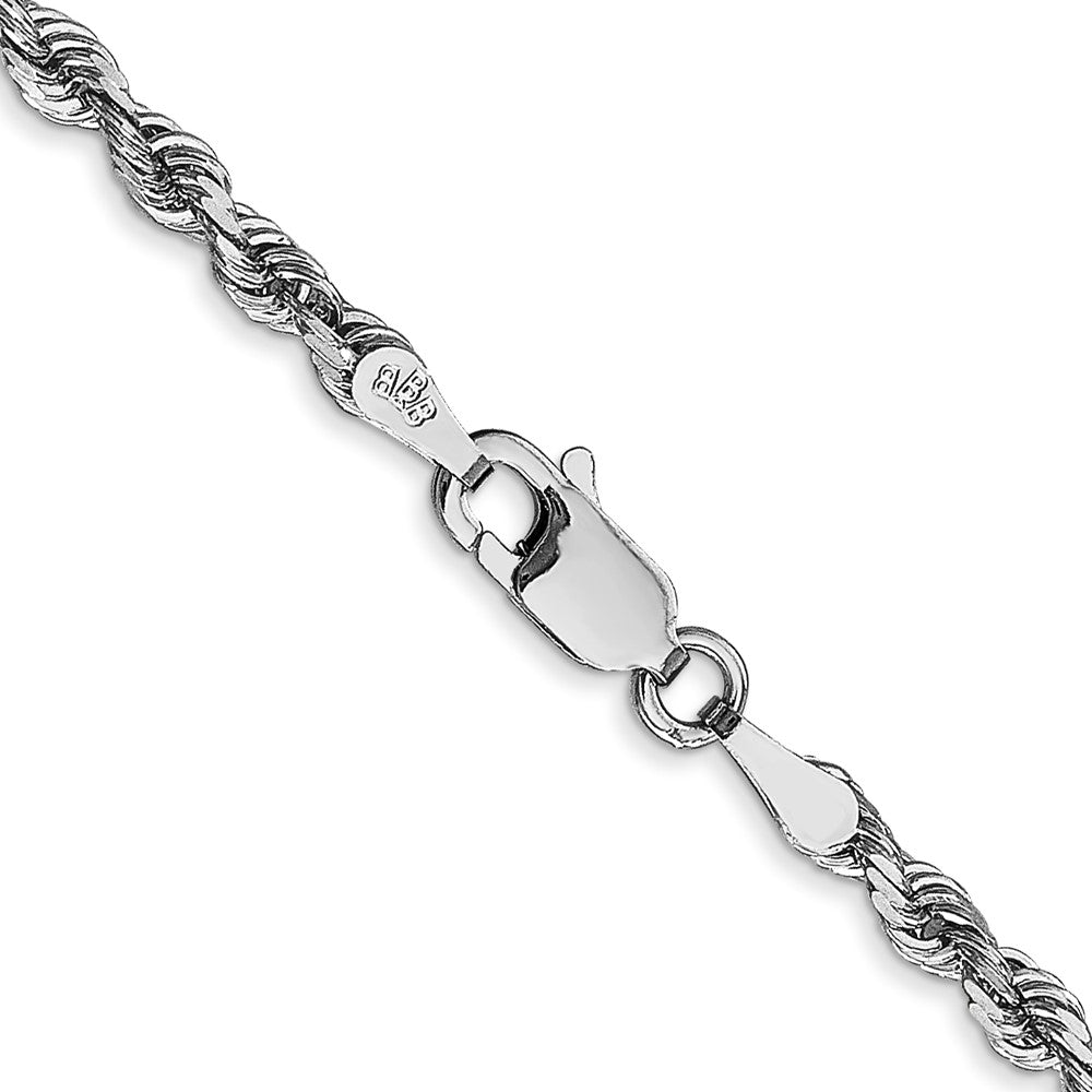 10K Weißgold 3mm Diamantiert Vierfach Kordel Halskette