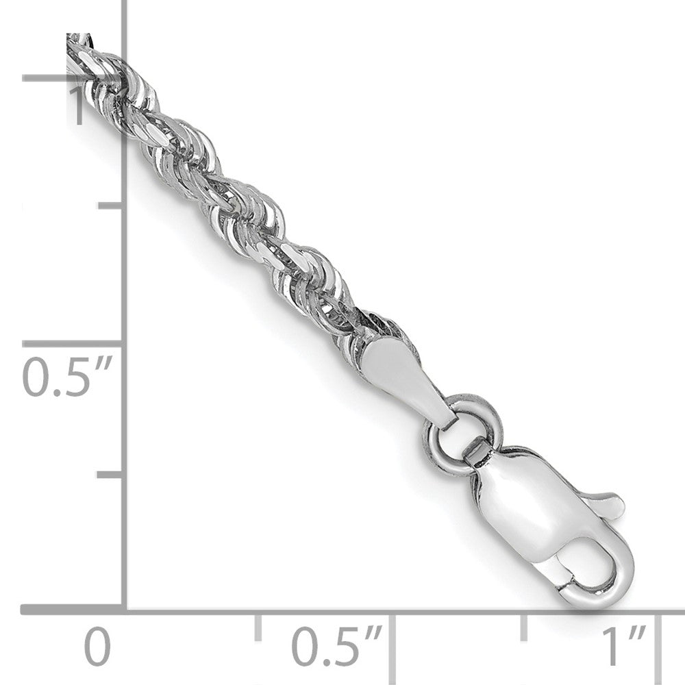 10K Weißgold 3mm Diamantiert Vierfach Kordel Gliederarmband